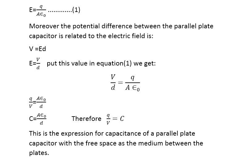relation of parallel plate capacitor